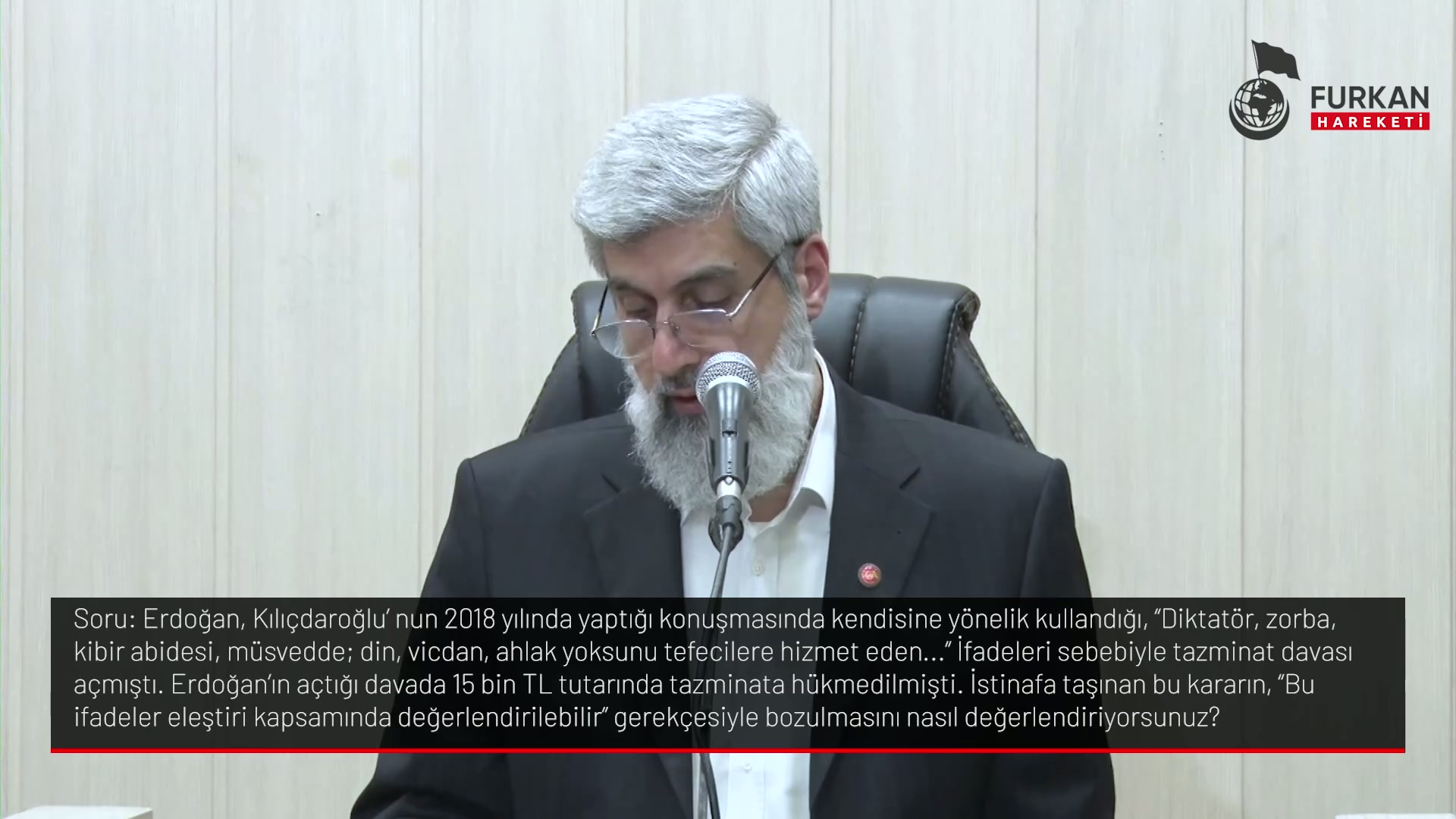 Erdoğan, Kılıçdaroğlu nun 2018 yılında yaptığı konuşmasında kendisine yönelik kullandığı, "Diktatör, zorba, kibir abidesi, müsvedde: din, vicdan, ahlak yoksunu tefecilere hizmet eden..." İfadeleri sebebiyle tazminat davası açmıştı. Erdoğanın açtığı davada 15 bin TL tutarında tazminata hükmedilmişti. İstinafa taşınan bu kararın, "Bu ifadeler eleştiri kapsamında değerlendirilebilir gerekçesiyle bozulmasını nasıl değerlendiriyorsunuz?