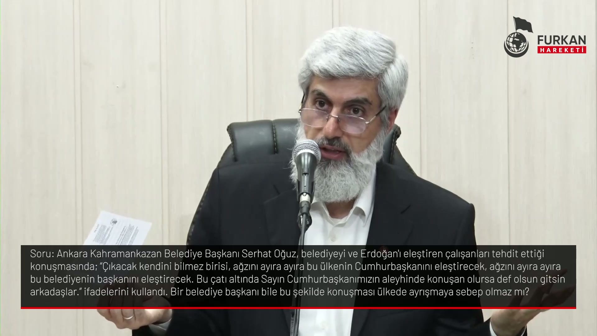 Ankara Kahramankazan Belediye Başkanı Serhat Oğuz, belediyeyi ve Erdoğan'ı eleştiren çalışanları tehdit ettiği konuşmasında: "Çıkacak kendini bilmez birisi. ağzını ayıra ayıra bu ülkenin Cumhurbaşkanını eleştirecek, ağzını ayıra ayıra bu belediyenin başkanını eleştirecek. Bu çatı altında Sayın Cumhurbaşkanımızın aleyhinde konuşan olursa def olsun gitsin arkadaşlar." Ifadelerini kullandı. Bir belediye başkanı bile bu şeklide konuşması ülkede ayrışmaya sebep olmaz mi?